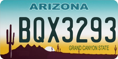 AZ license plate BQX3293