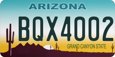 AZ license plate BQX4002