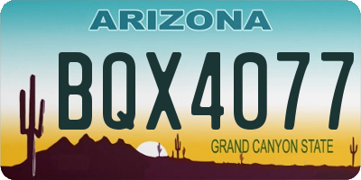 AZ license plate BQX4077