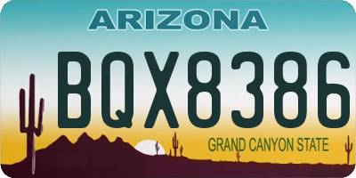 AZ license plate BQX8386