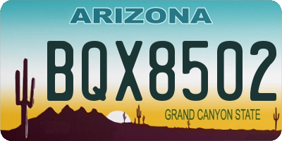 AZ license plate BQX8502
