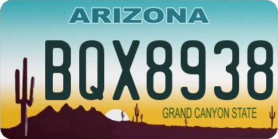 AZ license plate BQX8938