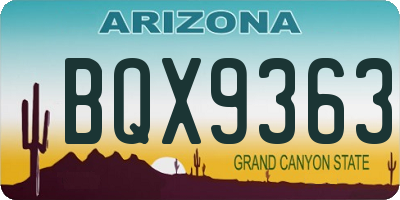AZ license plate BQX9363