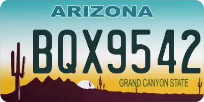 AZ license plate BQX9542
