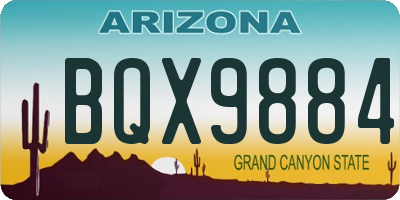 AZ license plate BQX9884