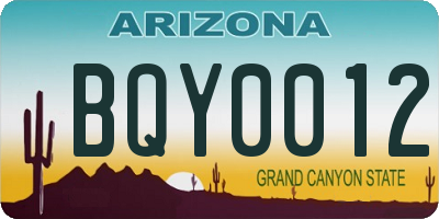 AZ license plate BQY0012