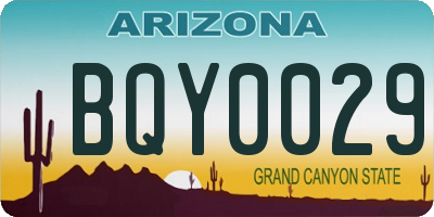 AZ license plate BQY0029