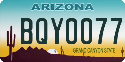 AZ license plate BQY0077