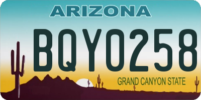 AZ license plate BQY0258
