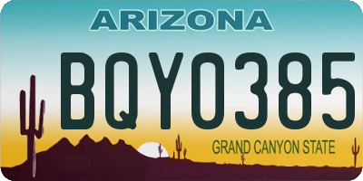 AZ license plate BQY0385