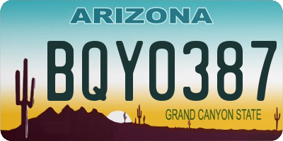 AZ license plate BQY0387