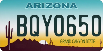 AZ license plate BQY0650