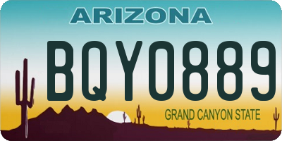 AZ license plate BQY0889
