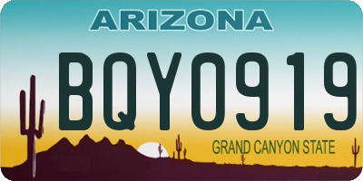 AZ license plate BQY0919