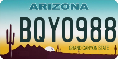AZ license plate BQY0988