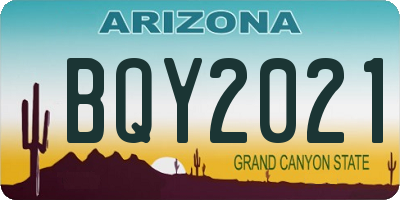 AZ license plate BQY2021