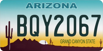 AZ license plate BQY2067