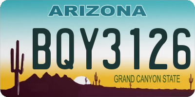 AZ license plate BQY3126