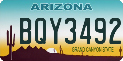 AZ license plate BQY3492