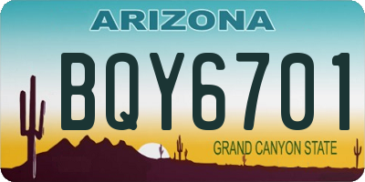 AZ license plate BQY6701