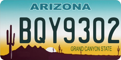 AZ license plate BQY9302
