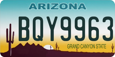 AZ license plate BQY9963