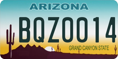 AZ license plate BQZ0014