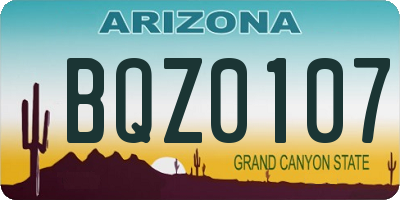 AZ license plate BQZ0107