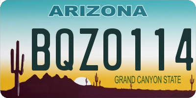 AZ license plate BQZ0114