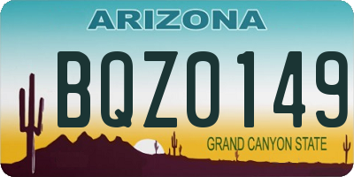 AZ license plate BQZ0149