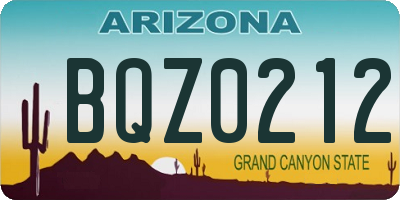 AZ license plate BQZ0212