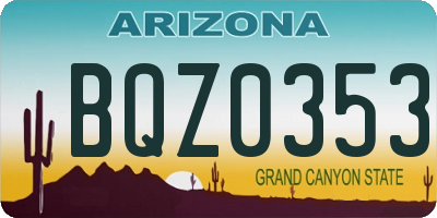 AZ license plate BQZ0353