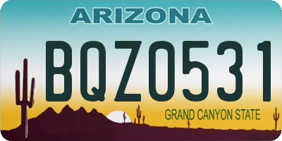 AZ license plate BQZ0531
