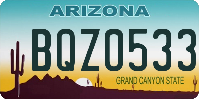 AZ license plate BQZ0533