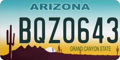 AZ license plate BQZ0643