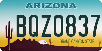 AZ license plate BQZ0837