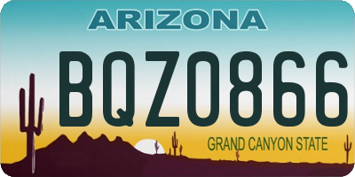 AZ license plate BQZ0866