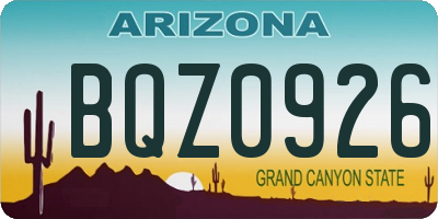 AZ license plate BQZ0926