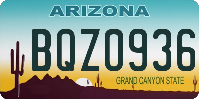 AZ license plate BQZ0936