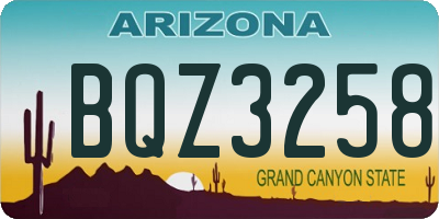 AZ license plate BQZ3258