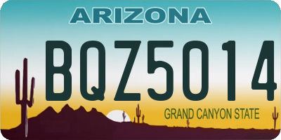 AZ license plate BQZ5014