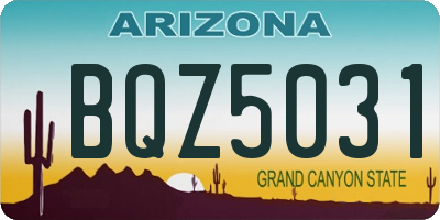 AZ license plate BQZ5031