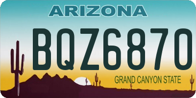 AZ license plate BQZ6870
