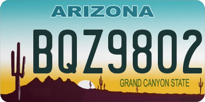 AZ license plate BQZ9802