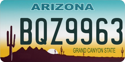 AZ license plate BQZ9963