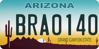 AZ license plate BRA0140