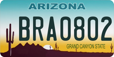 AZ license plate BRA0802