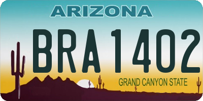 AZ license plate BRA1402