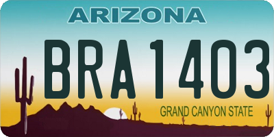 AZ license plate BRA1403
