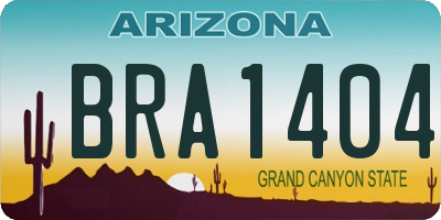 AZ license plate BRA1404